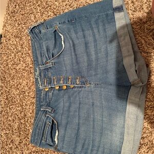 Blue Denim High-Waisted Shorts
